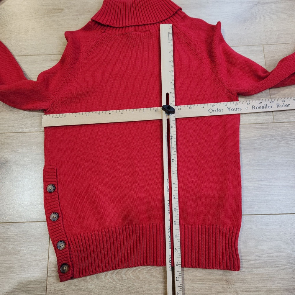 VTG Polo Jeans Co Ralph Lauren Sweater Womens Large Flag Turtleneck Side Button - Picture 4 of 7